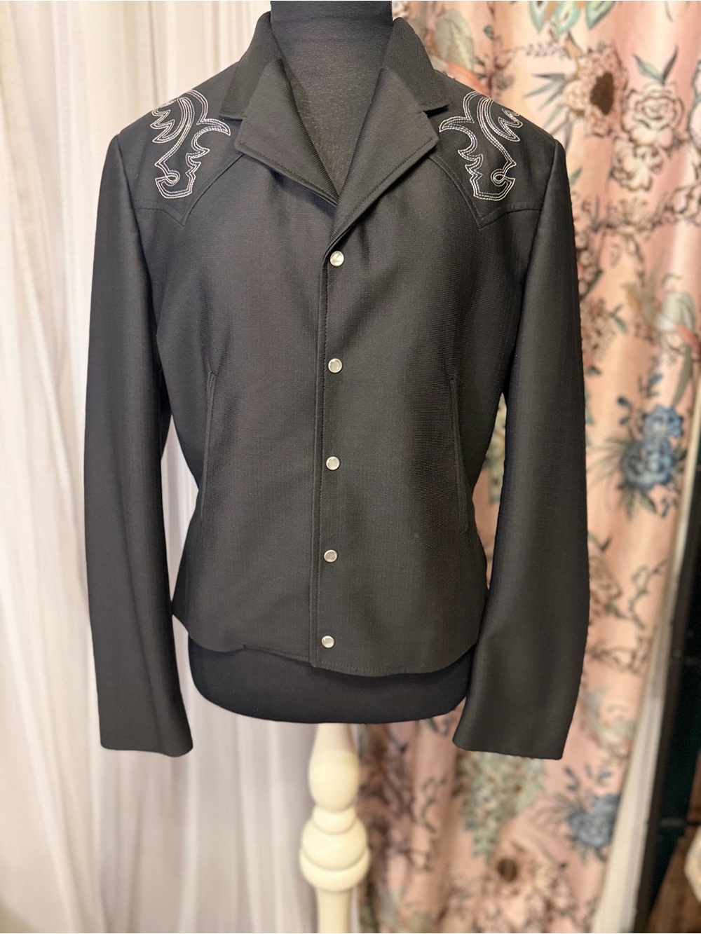 Circle S Western Blazer Jacket Men’s 38R Black Embroidered Made USA Like New